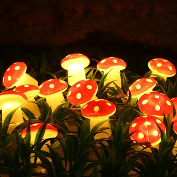 Милый грибной светодиодный светильник-гирлянда, садовый забор, грибная сказочная гирлянда на батарейках, светильник-гирлянда для спальни, лофт, декор общежития