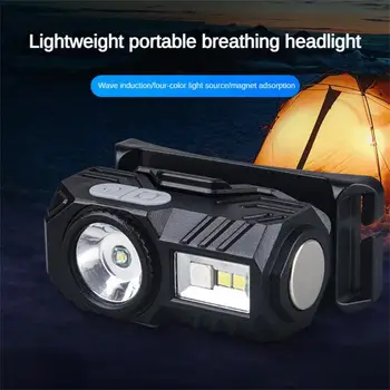 Мини-светодиодный налобный фонарь с датчиком движения, фонарь для кемпинга и рыбалки, зажим для зарядки Type-C, сильный свет, Сигнальная лампа для фар, зажимы для колпачков