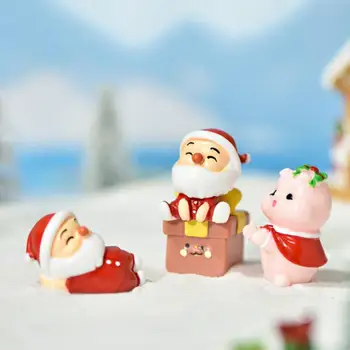 Миниатюрный милый Мультяшный Санта, кукла из смолы, Снеговик, декорации, украшения для дома, настольные Рождественские игрушки для детей, Рождественский подарок