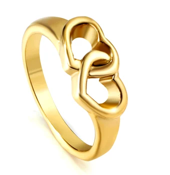 Минималистичные Двойные Сердечки, модные Кольца Для женщин, кольцо на палец из нержавеющей стали 2023, Модные украшения, подарок влюбленным на День Святого Валентина