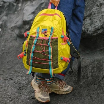 Модная школьная сумка для книг Y2k Sweet с сеткой на шнурке, рюкзаки большой емкости, нейлоновые сумки на молнии в стиле харадзюку, Гранж, для женщин
