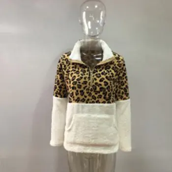 Модный свитер с длинным рукавом, топ с леопардовой строчкой, удобный для повседневной носки, теплая толстовка с капюшоном и длинным рукавом