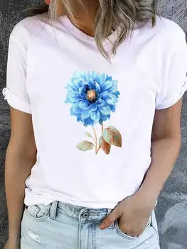 Модный тренд в цветочном стиле, Милая футболка 90-х, женская модная базовая женская одежда с коротким рукавом и рисунком, футболка с принтом, верхняя одежда, футболка с принтом
