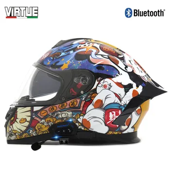 Мотоциклетный шлем, сертифицированный 3C, Мужские и женские шлемы, Летний Двухобъективный точечный Bluetooth, Полный шлем, Мотоциклетный внедорожный шлем