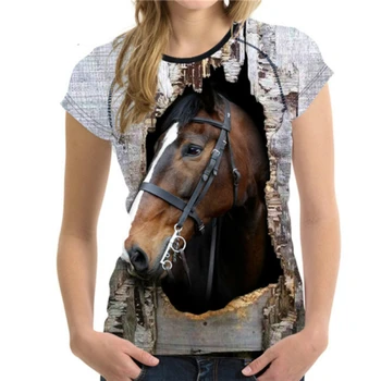 Мужская Женская футболка с 3D-принтом в виде красивой лошади, повседневные топы в стиле харадзюку, удобная одежда оверсайз с круглым вырезом и короткими рукавами