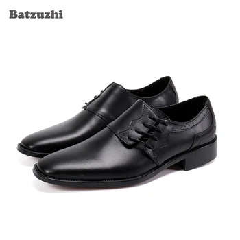 Мужская обувь ручной работы Batzuzhi, Черные модельные туфли из натуральной кожи, Мужская Деловая Официальная обувь на шнуровке, zapatos de hombre, US12