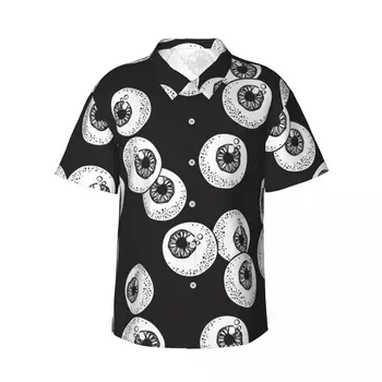 Мужская рубашка с человеческими глазными яблоками, рубашка с коротким рукавом, летняя рубашка, мужская рубашка с отложным воротником и пуговицами, мужская одежда