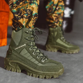 Мужские Армейские ботинки в стиле милитари, Уличные Нескользящие Тактические ботинки, Походные Ботильоны для Охоты в Пустыне, Военные Мужские ботинки Botines Zapatos