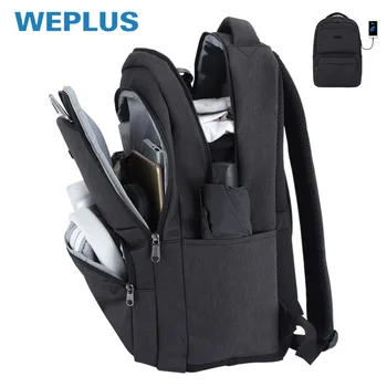 Мужские рюкзаки WEPLUS 14 15,6 17 дюймов, рюкзак для ноутбука, водонепроницаемая сумка для колледжа, дорожные деловые сумки, Гарантия