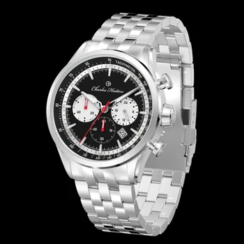 мужские спортивные часы с хронографом 44 мм, кварцевый механизм VD53, наручные часы Charles Hutton, часы из нержавеющей стали, устойчивые к 10 бар