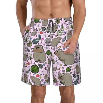 Мужские шорты свободного покроя Quokka для вечеринок, пляжные брюки с завязками, комфортные шорты для дома