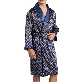 Мужской роскошный халат из мягкого глянцевого атласа и шелка, пижама, Кимоно, халат с длинным рукавом, халат, халат, пижама, пижамы