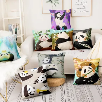 Наволочка с рисунком звезды рок-панды, красочная художественная подушка в виде панды, декоративная подушка для домашнего декора, наволочка для дивана 45 * 45