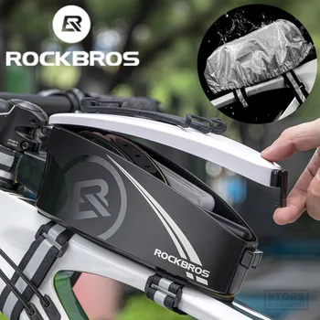 Непромокаемая велосипедная сумка ROCKBROS для телефона диагональю 4-6,5 дюйма, специальная жесткая оболочка для ПК с бесплатным дождевиком, аксессуары для мотоциклов и велосипедов