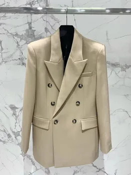 Новая женская двубортная шерстяная элегантная куртка Ранней осени 2023 года