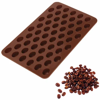 Новое Поступление Высококачественного силикона с 55 полостями Мини-кофейных зерен, шоколада, сахарных конфет Плесень Для торта Декор E082
