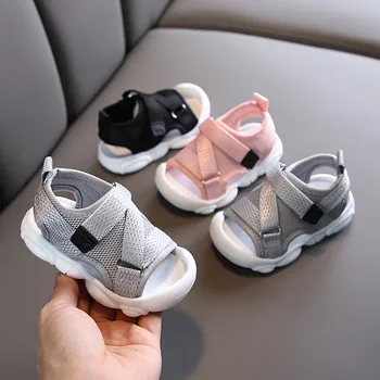 Новые летние детские сандалии 2023 года, обувь для девочек, однотонные сетчатые дышащие модные кроссовки для мальчиков, Детские спортивные детские сандалии