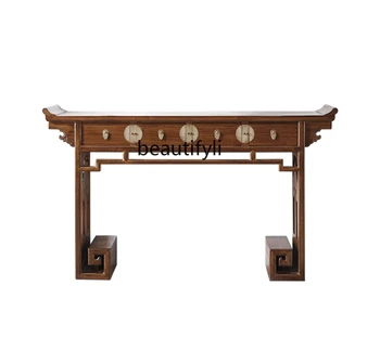 Новый китайский стиль Длинный узкий стол из массива дерева Классический Алтарь Прихожая Гостиная Витрина Письменный стол из старого вяза