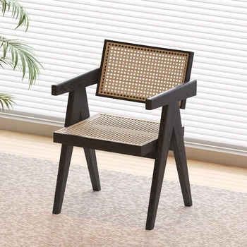 Обеденные стулья из ротанга, креативные обеденные стулья в стиле ретро для отдыха, спинка для макияжа, мебель Sillas De Comedor WZ50DC