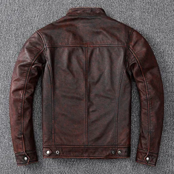 Одежда Винтажная мужская куртка из натуральной воловьей кожи 6XL, весенне-осеннее короткое пальто, повседневные мотоциклетные куртки Chaqueta