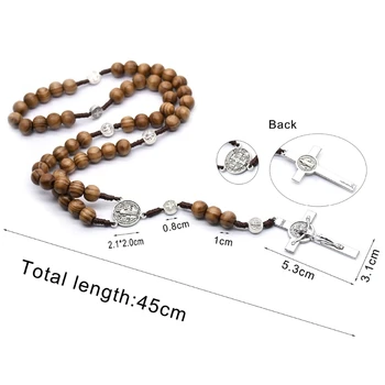 Ожерелье-четки из круглых бусин ручной работы для мужчин с подвеской в виде креста Иисуса, Католические религиозные украшения, подарки