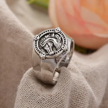 Оригинальный дизайн, Европейский Средневековый значок боевого коня-штурмовика, Тайское Серебряное Мужское кольцо, Ювелирные подарки, никогда не выцветают Дешево