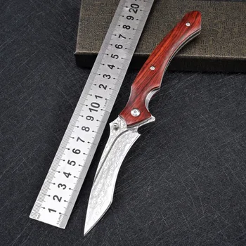 Открытый складной нож из Дамасской стали, тактический военный карманный нож для выживания в походе, портативный острый как бритва нож