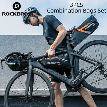 Официальные комбинированные сумки ROCKBROS, водонепроницаемая велосипедная передняя сумка большой емкости + сумка-тубус + задняя сумка, дорожные велосипедные сумки MTB