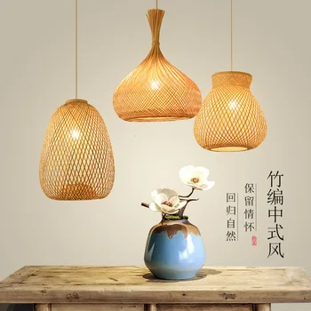 Плетеный подвесной светильник из бамбукового дерева, Люстра из ротанга, плетеный потолочный подвесной светильник, Люстра для гостиной, спальни, холла, декора комнаты