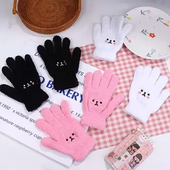 Плюс бархатные вязаные перчатки, осенне-зимние перчатки Smile с полными пальцами, шерстяные варежки, перчатки с сенсорным экраном, женские перчатки