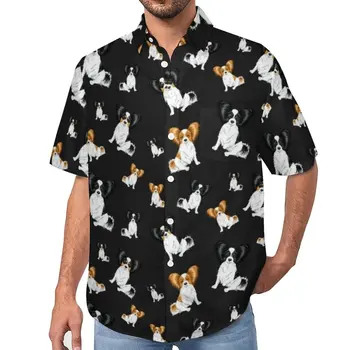 Пляжная рубашка Papillon для собак, Летние повседневные рубашки для любителей домашних животных, мужские блузки Y2K, топ на заказ с коротким рукавом, Плюс размер 4XL