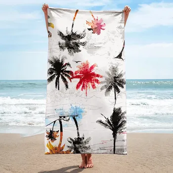Пляжное полотенце Сверхлегкое Банное полотенце с красочным рисунком, Пескостойкое пляжное одеяло, многоцелевое полотенце