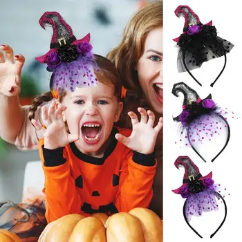 Повязка на голову черной ведьмы, кружево из паутины, повязка на голову на Хэллоуин, Шляпа Ведьмы, обруч для волос для косплея, реквизит для маскарада, Забавный костюм