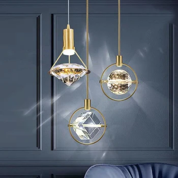 Подвесной светильник Nordic Crystal LED Прикроватная тумбочка для спальни Подвесной светильник Столовая Кухня Ванная комната Подвесной светильник Кафе-бар Подвесной светильник