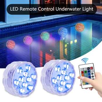 Подводные фонари RGB LED IP68Waterproof, Погружные фонари для бассейна с дистанционным плавающим светом, аксессуары для плавания на батарейках