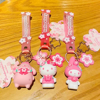 Подлинный розовый брелок Sanrio Cherry Blossom Hello Kitty Kuromi, рюкзак, подвеска Sanrio, милая идея, брелок для автомобиля, праздничный подарок