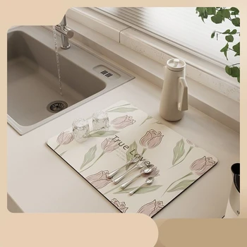 Подставки для кухонной посуды в американском стиле, накладка для раковины из диатомовой глины, дренажный коврик для кухонной столешницы