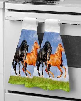 Полотенца для рук Grassland Horse Sky из микрофибры, подвесное полотенце для ванной комнаты, впитывающие полотенца, Мягкие детские полотенца для рук