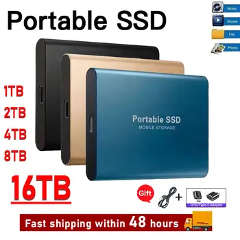 Портативный SSD-накопитель 16 ТБ Высокоскоростной мобильный твердотельный накопитель 500 ГБ / 512 ГБ SSD Мобильные жесткие диски Внешние накопители для ноутбуков