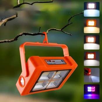 Портативный солнечный прожектор для кемпинга на открытом воздухе, портативный многофункциональный фонарик, лампа для палатки аварийного освещения