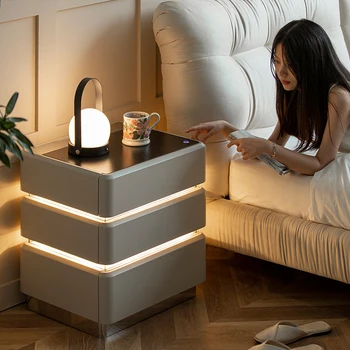 Прикроватная тумбочка для хранения в скандинавской спальне, многофункциональная прикроватная тумбочка Smart Led, современная итальянская мебель Mesita Noche GXR45XP