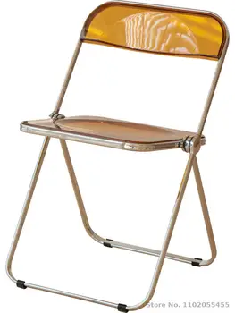 Прозрачный стул, скандинавский складной стул, сетчатый красный обеденный стул, домашняя спинка, современный минималистичный акриловый стул для макияжа