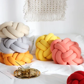 Простая подушка с круглым узлом в виде пончика в скандинавском стиле, креативное плетение, милая домашняя подушка для дивана-кресла, подушка-валик