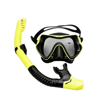 Профессиональная маска для подводного плавания, Набор для подводного плавания, силиконовые Противотуманные очки, Очки для бассейна, Желтое + черное оборудование
