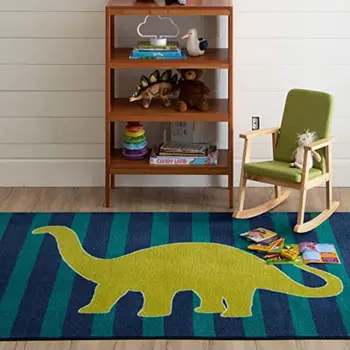 Пушистый ковер с динозавром для гостиной, мягкий детский коврик, полосатый коврик для спальни, плюшевый зеленый коврик для игр в детской для детей