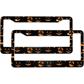 Рамка номерного знака в виде тыквы на Хэллоуин, 2 упаковки, легко устанавливаемая крышка номерного знака автомобиля для стандартных крышек номерных знаков США с 2 отверстиями