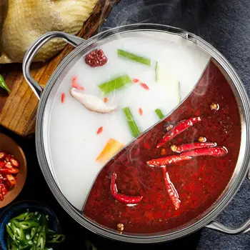 Ресторан Shabu Pot Hot Pot из нержавеющей стали Shabu Hot Pot С разделителем для индукционной плиты Кухонная плита Mandarin Duck Pot