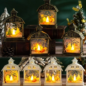 Ретро Винтажные Рождественские подвесные фонари Батарея светодиодное пламя Теплый свет Фонарь для рождественской вечеринки Свадебные украшения для кемпинга лампа