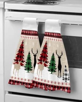 Рождественские Полотенца для рук в виде Лося в виде Снежинки Ткань для подвешивания из Микрофибры Ткань для быстрой химчистки Рождественский Декор Кухонное полотенце
