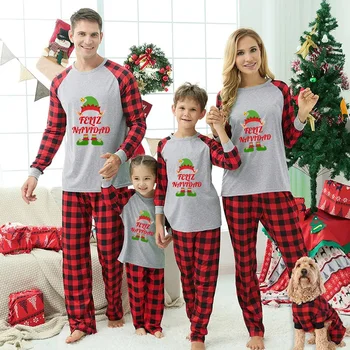 Рождественские семейные пижамы эксклюзивного дизайна Elf Feliz Navidad, Серый пижамный комплект